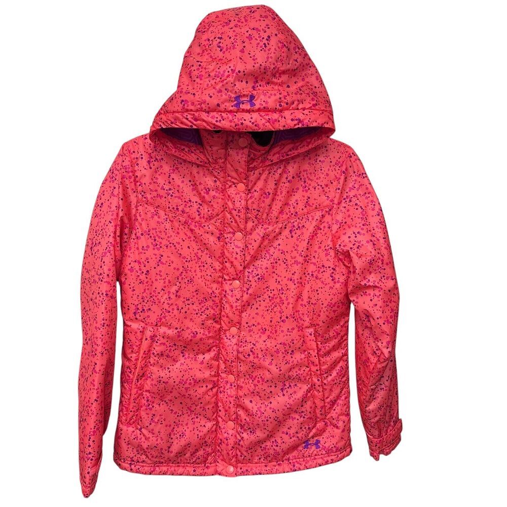Under Armour Girls Coat Sz YLG Primaloft UA Storm Coldgear Infrared Lining Hood